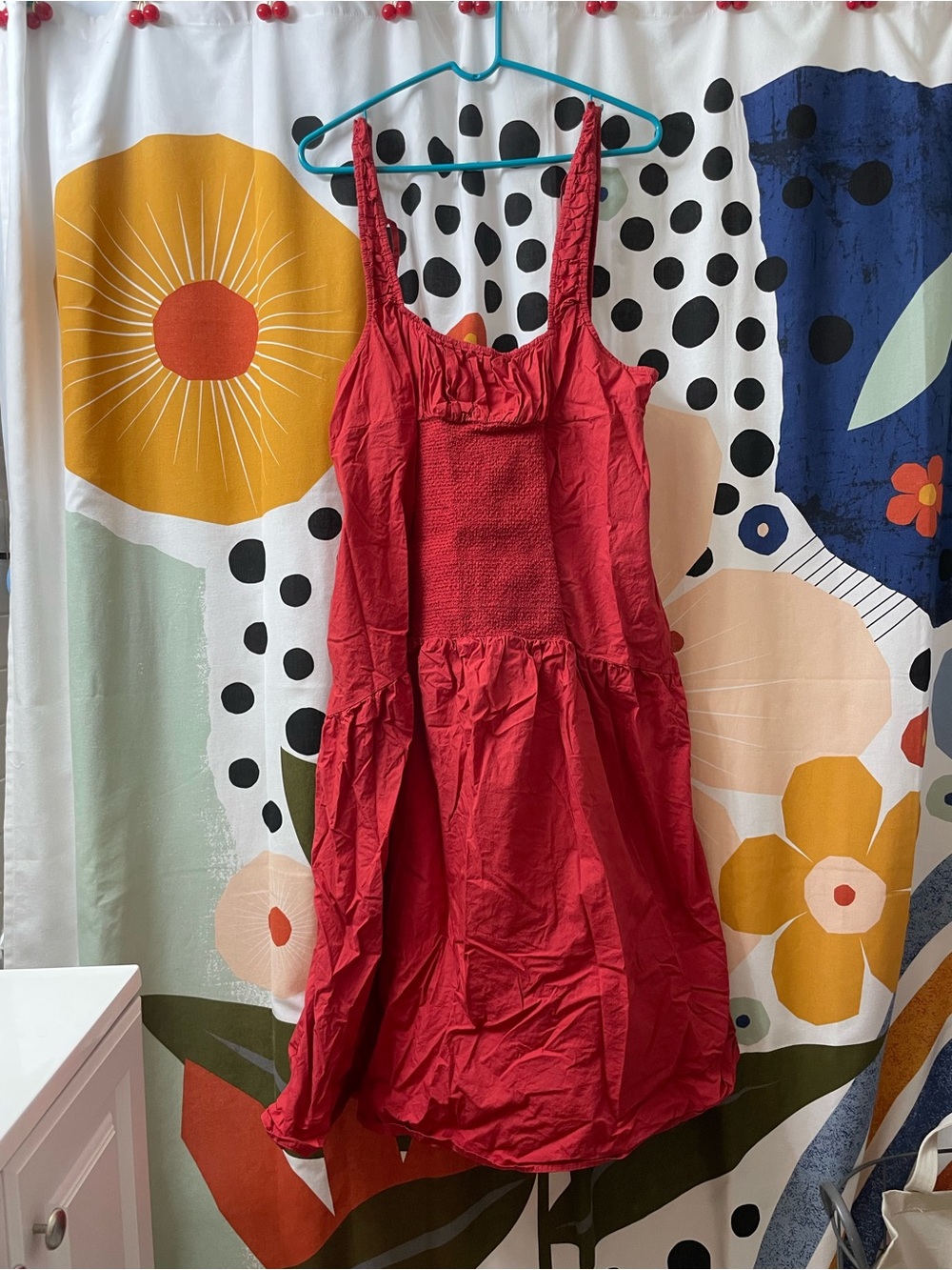 Celandine Red Sleeveless Smocked Bodice dress